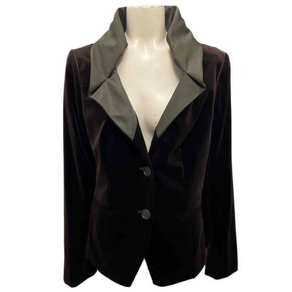 ETRO BROWN SILK COLLAR VELVET BLAZER